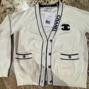 White CC Cardigan Sweater, Size 40, Beautiful Buttons, Button Down, Reserved